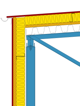Isolerad byggnad med pl&aring;ttak och pl&aring;tfasad